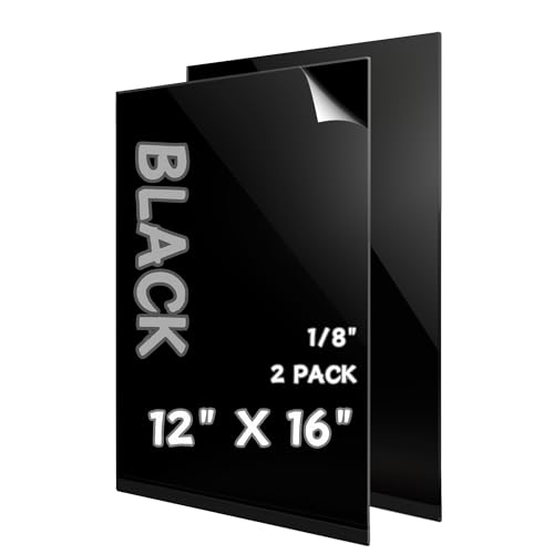 Image of Black Acrylic Sheet 12X16,Black Plexiglass Sheets 1 /8 Inch Thick,Black Acrylic Panel,Acrylic Board 2 Pcs