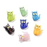 Ornazy 5Pcs 3D Cute Style Cat Bumpy Beads with Hole Colorful Kitten Glass Beads for Jewelry Making Necklace Craft DIY