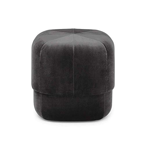 Generisch Générique Gepolsterter Samt Hocker Rund Dunkelgrau