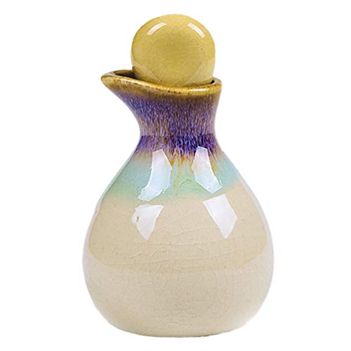 TLTLT Dispensador de salsa de soja de cerámica, dispensador de aceite de oliva y vinagre de porcelana, recipiente for guardar cosméticos esenciales (blanco)