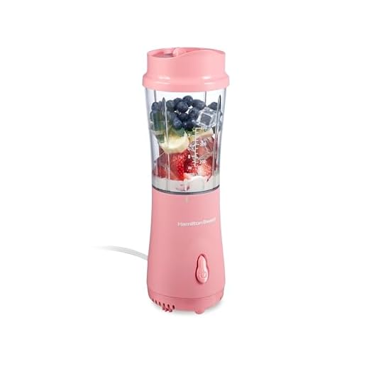 Hamilton Beach Portable Blender for Shakes and Smoothies, 14 Oz BPA Free Travel Cup & Lid, Durable Stainless Steel Blades, Personal Smoothie Blender, Coral (51171)