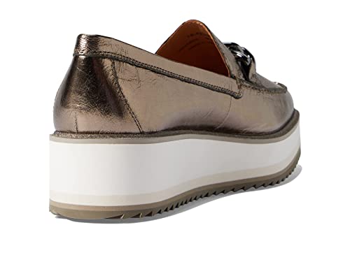 Image of Johnston & Murphy Gracelyn Chain Loafers for Women - Leather Construction - Removable EVA Footbed Bronze Metallic Sheepskin 9 M
