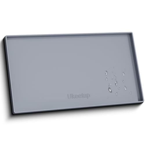 19" x 40" Extra Thick Silicone Mat Waterproof with Raised Edge, Gray