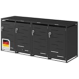 STEELSØN Diorus Mülltonnenbox 4er 120L abschließbar – Hochwertige Mülltonnenverkleidung für 4 Tonnen – Müllbox Stahl – Müllcontainer Schwarz - Mülltonnen Box wetterfest – Gerätebox mit Schloss