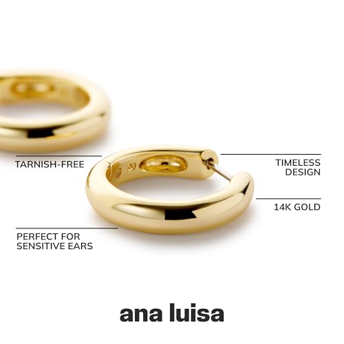 Ana Luisa Giulia Huggie Hoop Earrings for Women - Hypoallergenic Water-Resistant Tarnish-Free Chunky Earrings for Women - 14K Gold Plated & Silver Rhodium Plated Hoops - Small, Medium & Large Size3