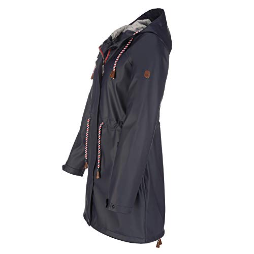 FRIESEN Friesennerz Damen Regenjacke 'Oh! Nass'is!' II mit Innenfutter - Regenmantel Outdoorjacke Regenparka wasserdicht modisch tailliert in Blau Größe 48/50