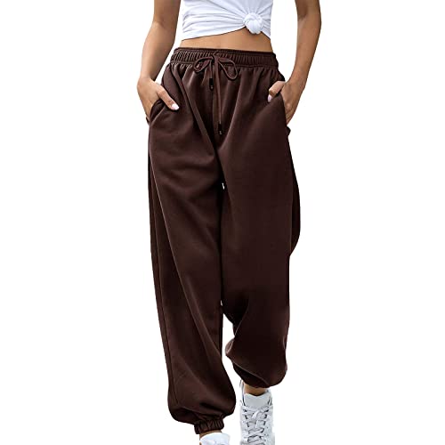Womens Sweatpants Baggy High Waisted Joggers Casual Workout Lounge Athletic Cinch Bottom Sweat Pants with Pockets