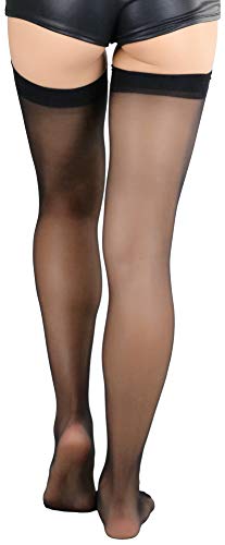 Image of ToBeInStyle Women's Seamless Thigh High Nylon Stocking With Opaque Band