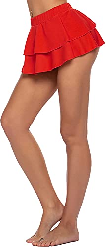 Image of Women's Babydoll Flirty Layered Ruffle Pleated Sexy Naughty Lingerie Mini Skirts for Special Romentic Moments