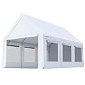 Quictent Heavy Duty 10x20 ft Carport Canopy with High Peak and Ventilation Window Sidewalls, Storage Shed for RV/Truck/Boat Outdoor Party Tent for Wedding - White