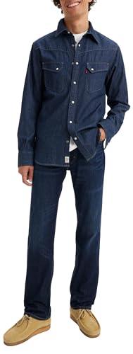 Image of Levi's Men's 505 Regular-Fit Jeans, Nail Loop Knot - Dark Indigo, 30Wx30L