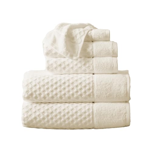Great Bay Home Ivory Bath Towels - 100% Cotton 6 Piece Towel Set ...