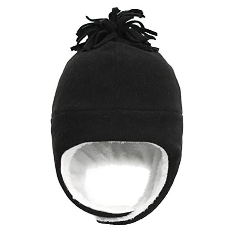 DCUTERQ Baby Winter Hats for Boys Girls Sherpa Lined Warm Fleece Pilot Infant Toddler Hat Beanie Caps Black 4-8T Cover