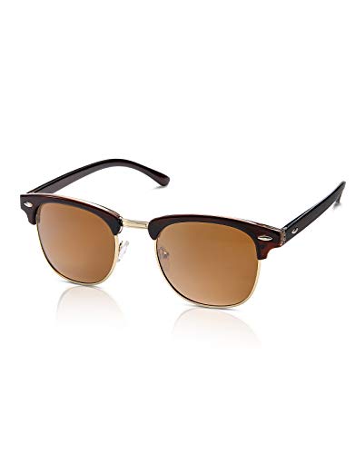 OKH Polarized Sunglasses for Women and Men Semi Rimless Frame 100% UV Protection Retro Driving Sun Glasses - Main Image