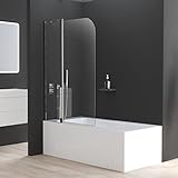 Boromal Duschwand für badewanne 90x140cm Drehtür Badewannenaufsatz Duschtrennwand Duschabtrennung mit 6mm Nano Easy Clean Glas