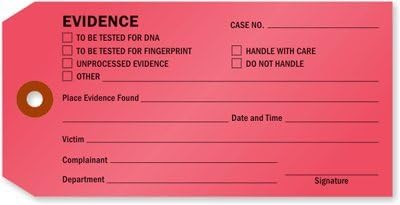 Evidence Identification Tag, 100 Tags / Pack, 5.25" x 2.625"