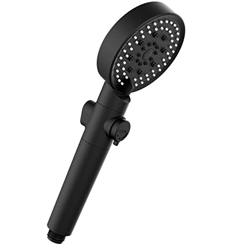 Duschkopf Sparduschkopf Wassersparend, 5 Strahlarten, Massage Duschkopf Handbrause, with mit 2 Filtern und Pausenschalter (Schwarz) Cover