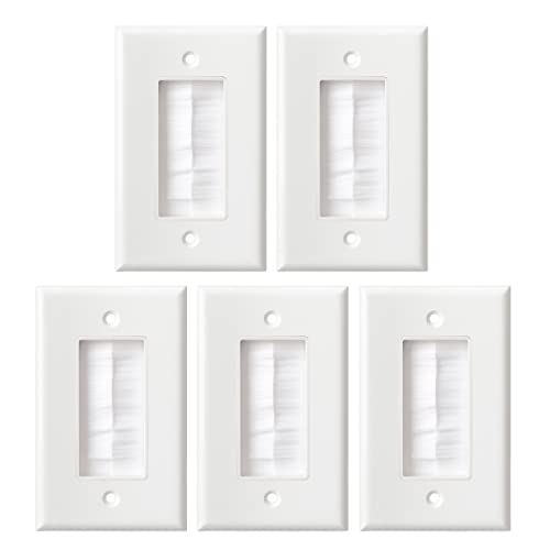 Plaque murale brosse x5 blanc pour passage de câbles encastrés