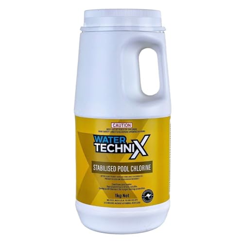 Water TechniX Stabilised Chlorine Shock 1Kg - Maximum Strength Pool Chemical Supplies, Fast Acting, Protects Against Bacteria, Reduces Maintenance, for Crystal Clear Water, Made in Australia