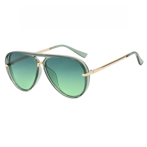 Lunettes de soleil ovales vintage monture en métal double pont abat-jour de luxe UV400