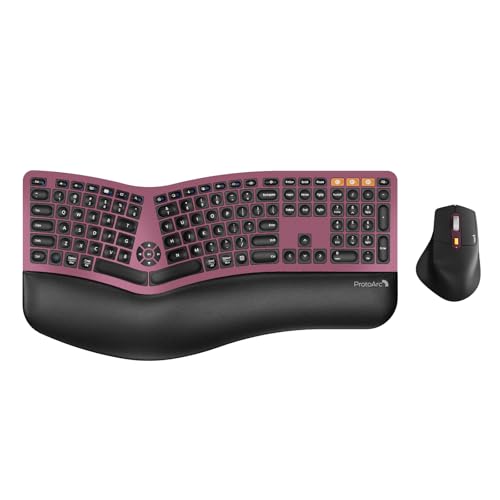 ProtoArc EKM01 Plus Wireless Ergonomic Keyboard Mouse Combo - Black | Full-size Split Keyboard with Cushioned Wrist Rest Ergonomic Mouse 3-Device Bluetooth2.4G USB-C Rechargeable product thumbnail 13