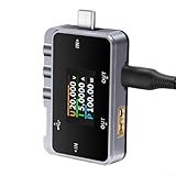 FNAC 28 - Voltímetro digital Amperímetro 6.5A 156W Medidor de potencia con A y puertos Pantalla LCD a color para voltaje corriente y carga rápida Proto