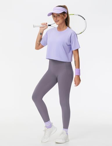 Image of THE GYM PEOPLE Thick High Waist Yoga Pants with Pockets, Tummy Control Workout Running Yoga Leggings for Women