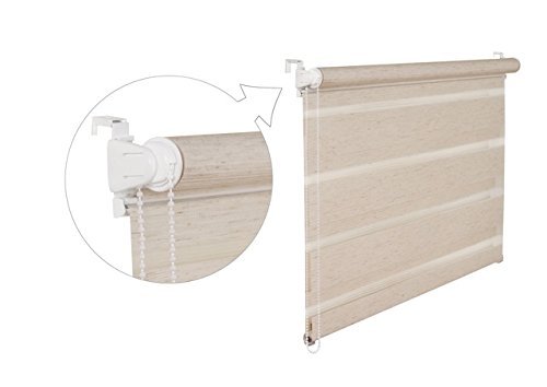 DOPPELROLLO DUOROLLO 60 CM BREIT 200 CM LANG Natur INKL. SEILZUG FENSTERROLLO KLEMMROLLO JALOUSIE