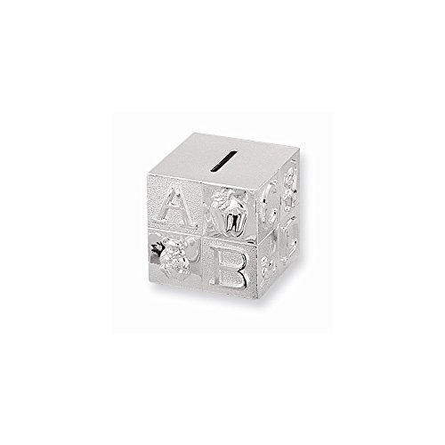 FB JEWELS Solid Silver-Plated Baby Block Bank
