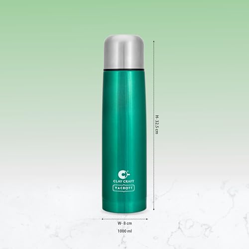 Image of Clay Craft Vacbott Terra Double Walled|18 Hours Hot and 24 Hours Cold Vacuum Insulated|Thermosteel| Flask Bottle 1000 ml|Bottles for Office|Travelling|BPA-Free|BIS Certified|1Year Limited Warranty