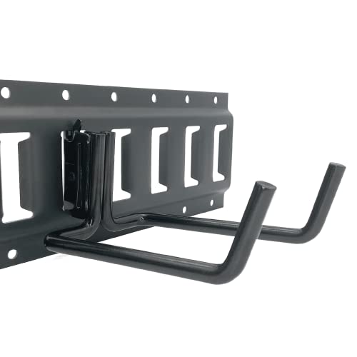POROHOM 4 Pack E-Track Heavy Duty Shovel Hanger for Store Long Handled Tools ,Large Steel Tool Double J Hook, Tool Hanger | E Track Accessories for Enclosed Trailer or Trucks(Black)