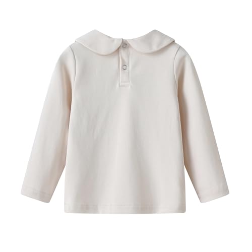 Image of Toddler Kids Girls Boys Basic Peter Pan Collar Tee Shirt T-Shirts Tops Bottom Long Sleeve Solid Blouse