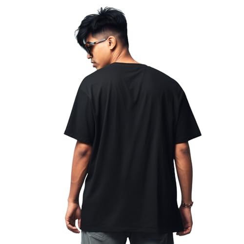 Image of prabhu bhakti Mens Oversized Fit Solid Half Sleeve Cotton White /Black Oversized T-Shirts