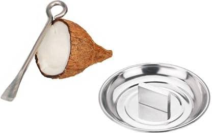 Stainless Steel Coconut Breaker Plate and Rod Cutter Pack of 2
