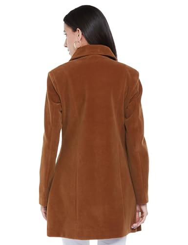 Image of Qube By Fort Collins Women's Knitted Hip Length Tweed Blazer - Stylish, Versatile, And Elegant For Office Or Casual Wear