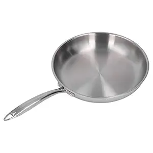 EXCLUZO Frying Pan, Stainless Steel Pan Stainless Steel Widely Used Ergonomic Handle Uncoated for Thickened Cooking 30cm