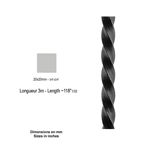 Barre carré torsadé 20x20 3m