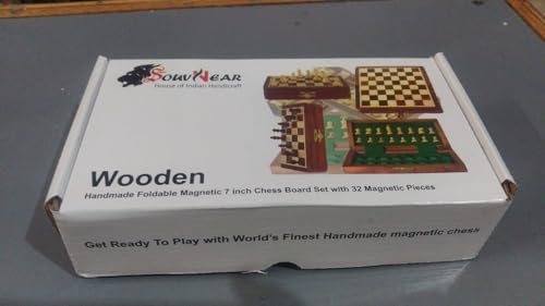 Image of SOUVNEAR Wooden Magnetic Chess Box with Chess Pcs (7x7, 10x10, 12x12 inch), 2 Players, Ages 8+ Years