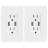 TOPGREENER 4A High Speed USB Wall Outlet, 15A Tamper-Resistant Receptacles, Compatible with iPhone...