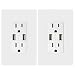 TOPGREENER High Speed USB Outlet Wall Charger, 15A TR Receptacle, for iPhone XS/MAX/XR/X/8/7/6s/Plus, iPad, LG, HTC and More, Compatible Samsung Galaxy S9/S8/S7/S6, Note9/8/7, TU2154A, White 2 Pack