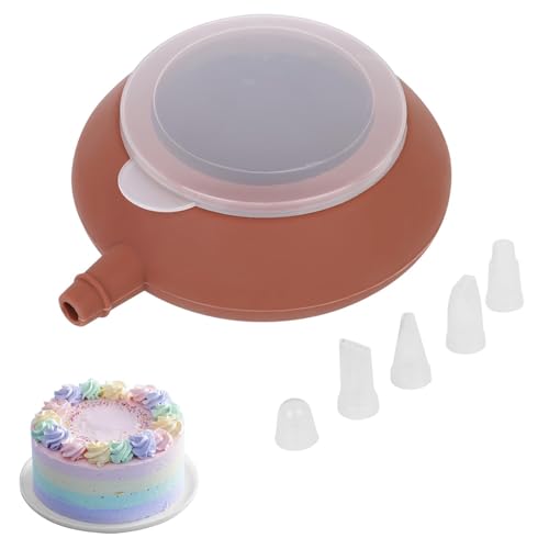 Poche à douilles decomax Marron,poche a douille, poches a douille patisserie, poches a douille reutilisable,Pot en Silicone avec 4 Embouts de Buse pour...