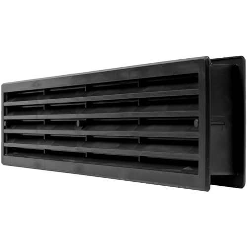 Repa Market 18 x 4 Black Plastic Door Grille - Garage Door Vent Cover Guard - Universal Furniture Ventilation (17.7 x 3.60)