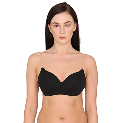 Image of Zivame Beautiful Basics Padded Non Wired 3 /4th Coverage Backless Bra - Black2
