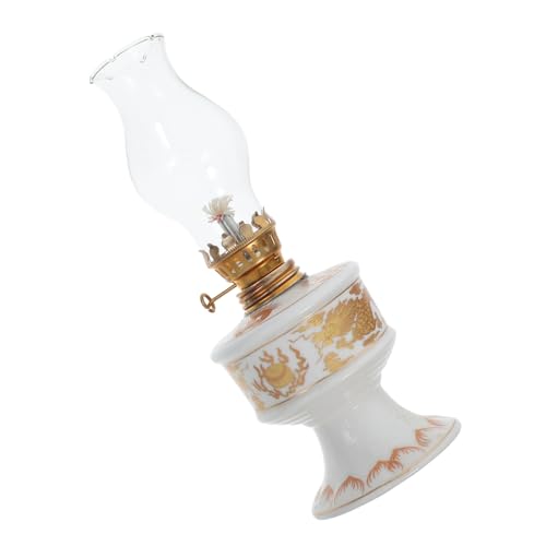 ROMISBABA Antike Kerosinlampe aus Keramik Retro Öllampe für Heim und Außendekor Stabile Notbeleuchtung Vielseitige Verwendung für Camping und...