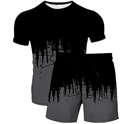 Short à manches courtes homme ensemble imprimé 3D abstrait L