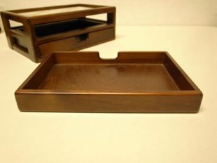 Ｌ 豊岡クラフト　文具ケース 引き出し二段タイプ ブラウン｜トレファク 文具シェルフ (トヨオカクラフト) 豊岡クラフト 小物入れ