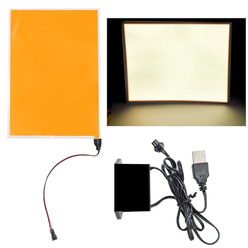 Image of El Panel Backlight 8.2 x 5.9 Inches Electroluminescent El Sheet Panel Light DIY El Cuttable Backlight Paper Lamplamp Sheet Neon for Cosplay Party Decoration Luminous Piece (Orange)