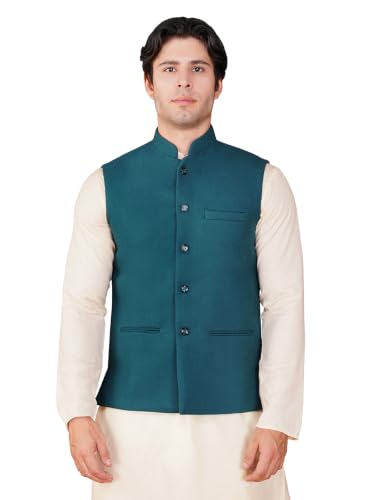 Image of Vastraa Fusion Men's Traditional Woolen Nehru Jacket Modi Waistcoat
