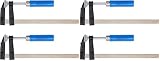 Werkzeyt Schraubzwingen-Set 2-teilig - 200 x 50 mm - blau - Kunststoffbacken - Holzgriff - Verzinkte Spindel mit Trapezgewinde/Spindelkopf mit beweglicher Druckplatte/Bügel mit Stahlguss / B25621