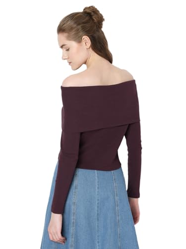 Image of VERO Moda Women's Polyester Solid Regular Fit T-Shirt